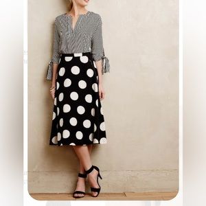🦋 NWOT Cotton blend full polka dot skirt black and white🌷🍃